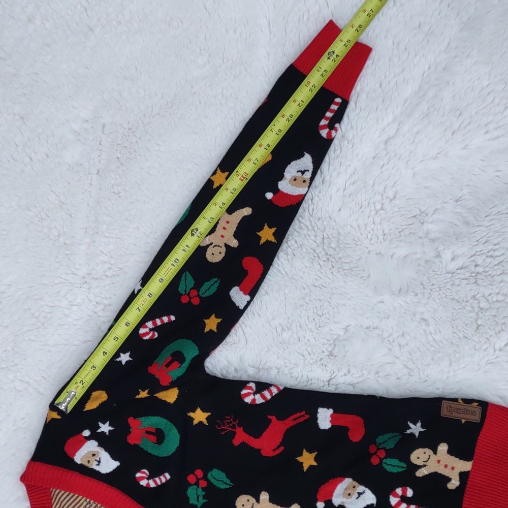 Tipsy Elves Black Cardigan with Red Trim and Festive Motifs - Picture 15 of 17